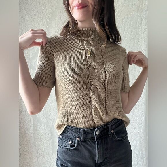 Vintage 90s Norton Studio Mock Neck Knit Sweater Top – Tagged Petite Medium - Picture 3 of 10